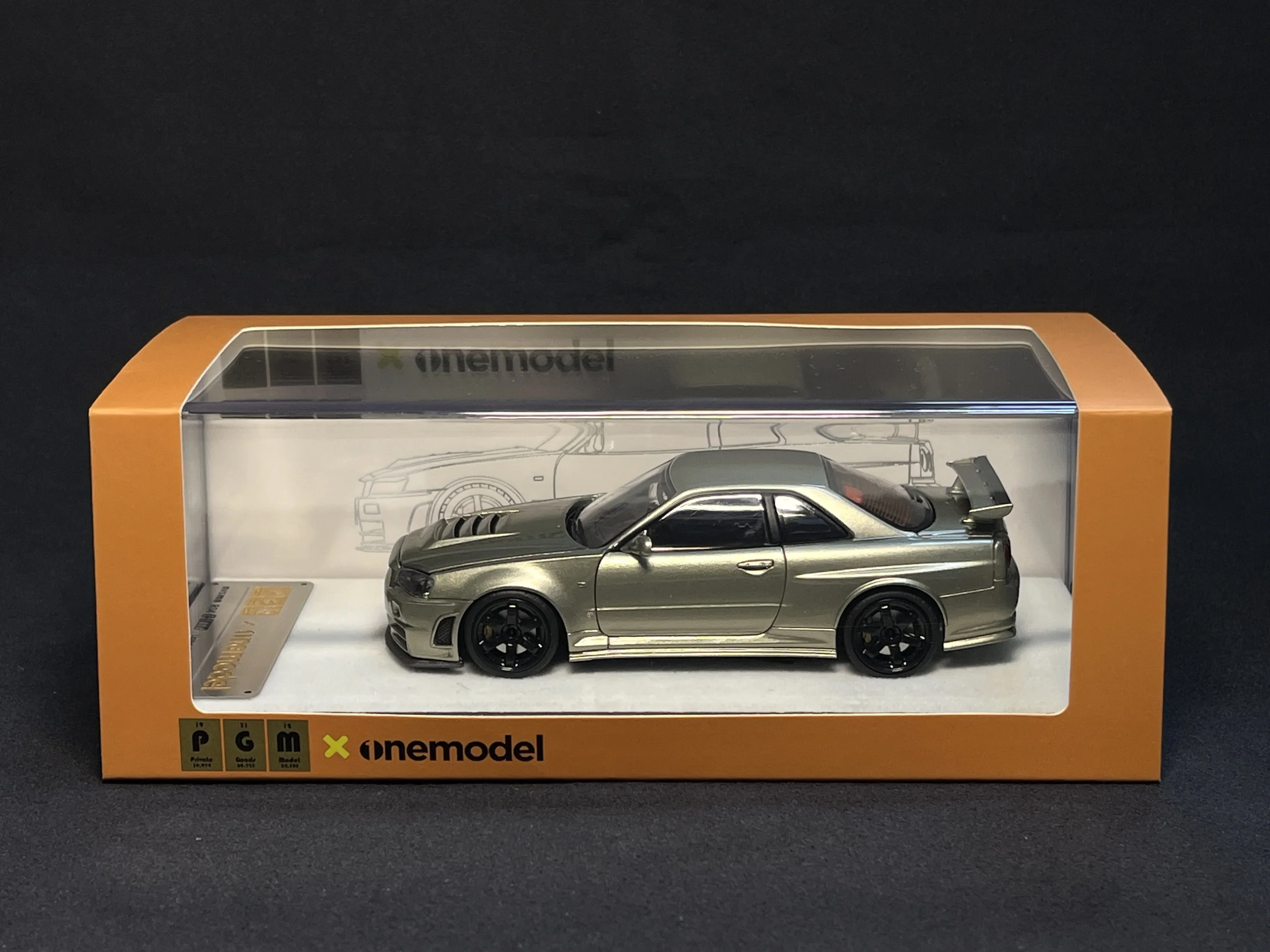 PGM&One model 1:43 nissan R34 Z - Tune Full Open Emerald Green Front Wheel Steering Limit 300 Model Car