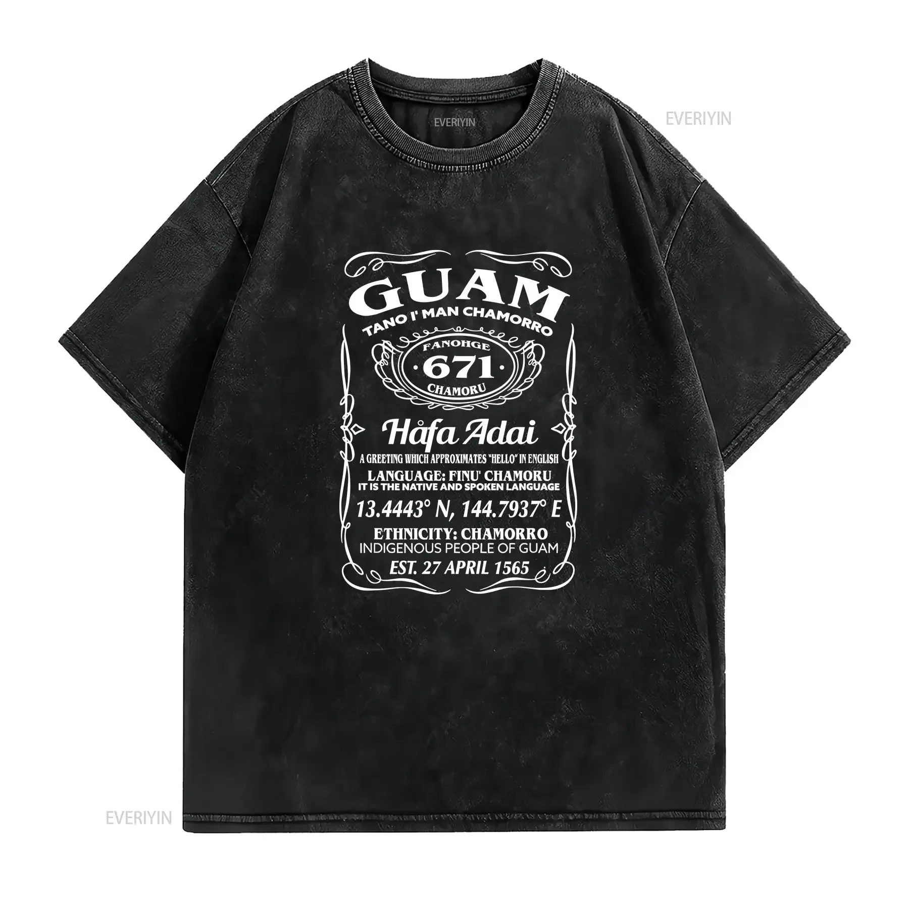 Guam Facts T Shirt 671 vintage Washed Versatile Stylish Unisex fashion Stretched graphic Soft homme Slightly Comfortable Casual