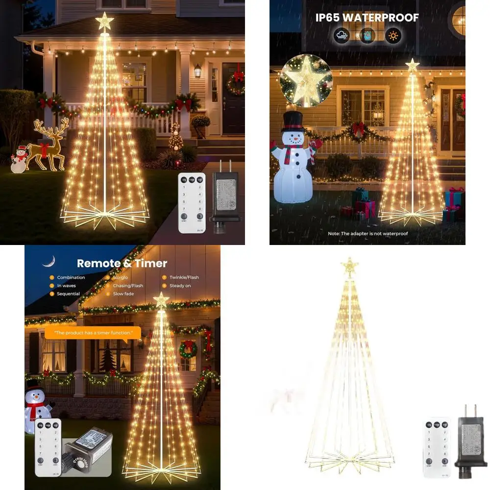 

Рождественская елка Lightshow со светодиодной подсветкой 6 футов 265 и звездным верхом, 8 режимов, таймер, пульт дистанционного управления с регулируемой яркостью для улицы/в помещении