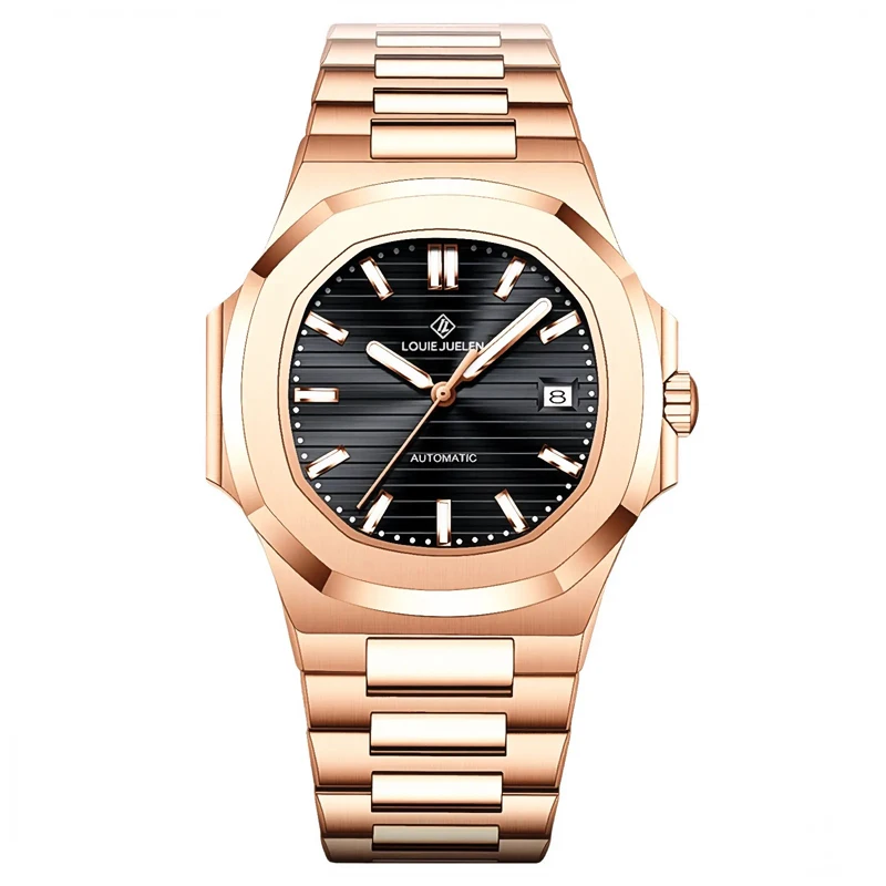 ساعات رجالية 2026 ساعة أوتوماتيكية جديدة فاخرة باللون الذهبي الوردي للرجال من الفولاذ المقاوم للصدأ مقاومة للماء بتقويم ميكانيكي للرجال #1