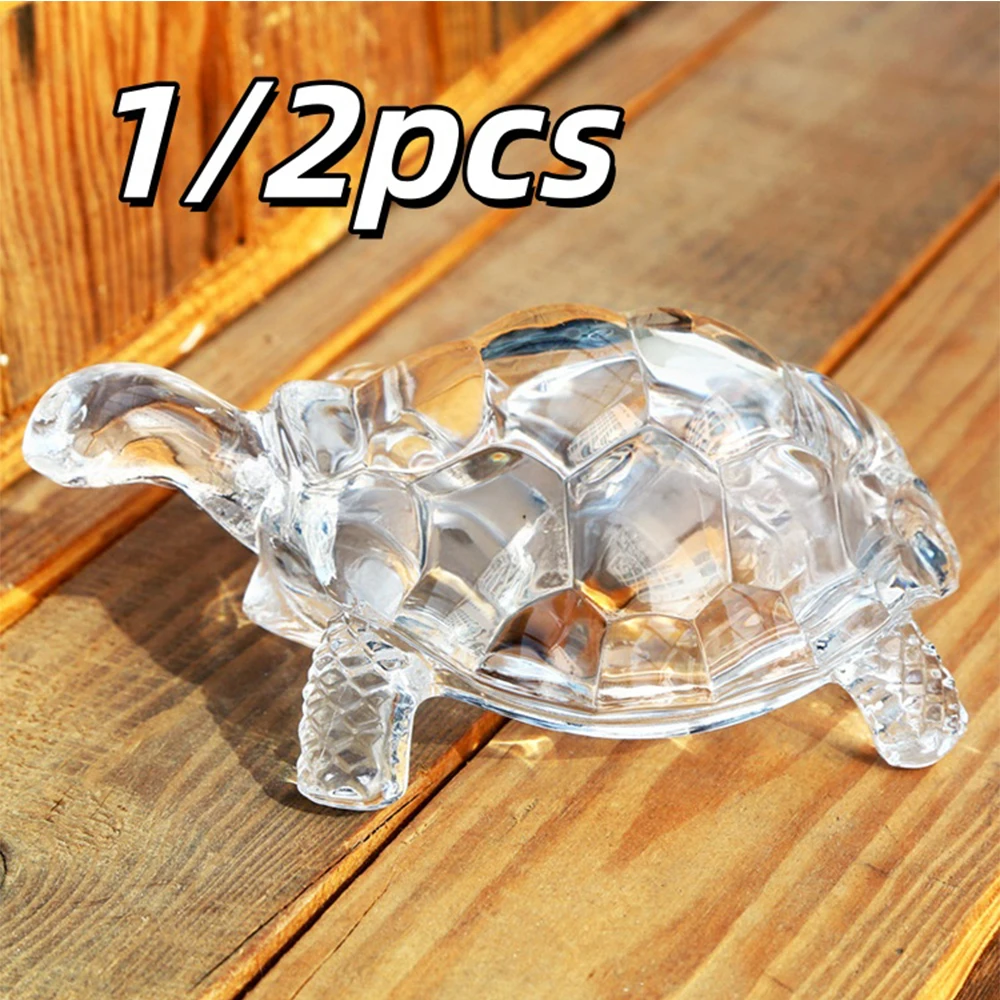 1/2 stücke EINE Kristall Schildkröte Ornament Transparent Landschaft Handwerk Glück Ornament Geeignet Für Home Office Schreibtisch Aquarium Dekoration
