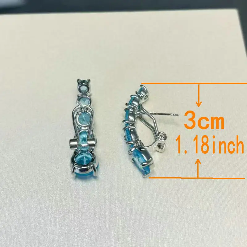 Bilincolor Fashion Cute Blue Cubic Zirconia Earring for Women With English Lock on the Back