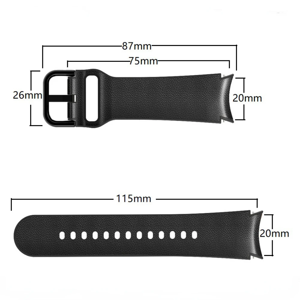 Correa de silicona + cuero sin espacio para Samsung Galaxy Watch 6/5/4 correa de cuero de silicona Samsung 40mm/44mm correa de reloj