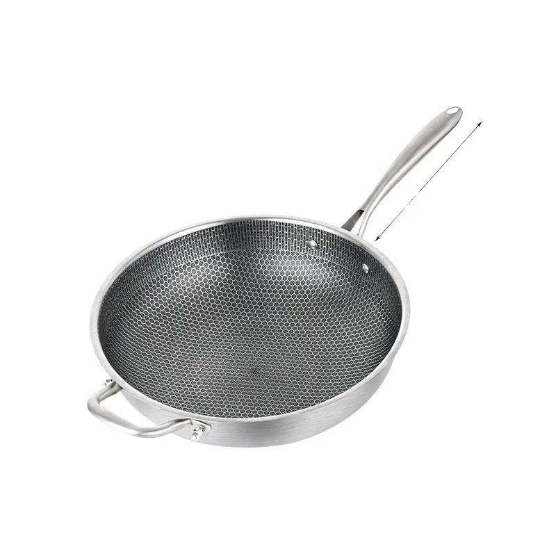 32cm Frying Pan,Stainless Steel Skillet Nonstick Fry Pans Chefs Pans Wok Pan for Gas Electric Induction Ceramic Stoves