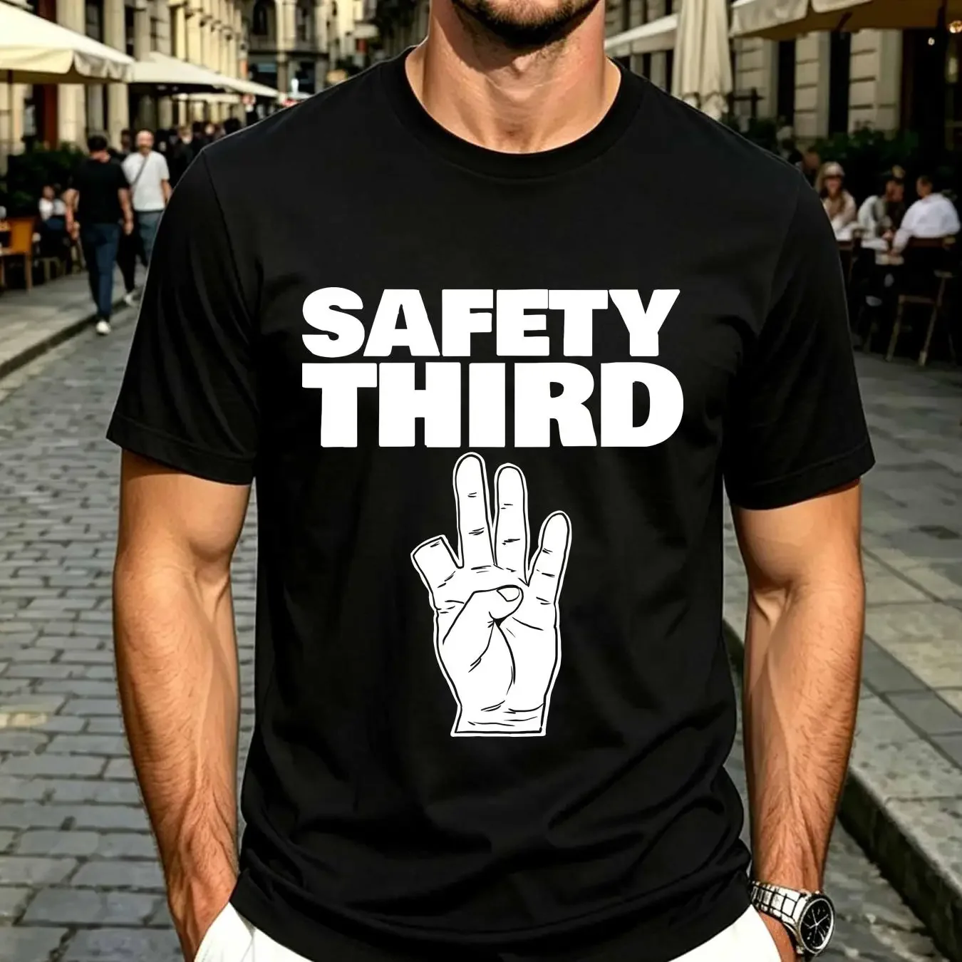 washed T Shirt NEW LIMITED Safety Third Funny Missing Finger Size S 5XL vintage Washed Unisex Casual streetwear fashion graphic