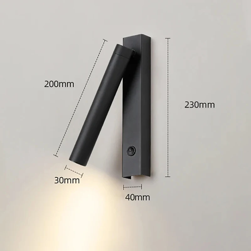 

Minimalist Rotate Wall Sconce with Switch Home Decor Study Bedroom Bedside Reading Lamp Spotlight LED Adjustable Angle Wall Lamp