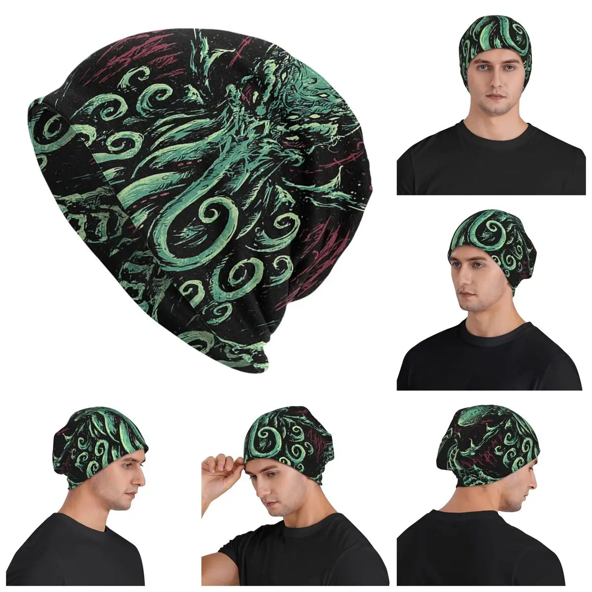 Cthulhu Mythos Lovecraft Horror Men Women Adult Beanies Caps Knitted Bonnet Hat Warm Hip Hop Autumn Winter Outdoor Skullies Hats