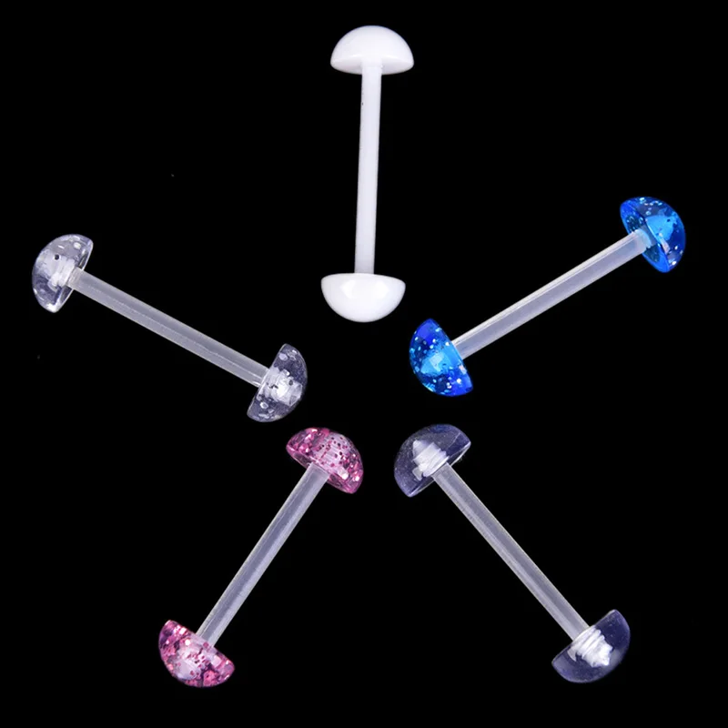 5Pcs/lot Nipple Piercing Tongue Soft Acrylic Half Clear Ball Tongue Piercing Tongue Rings Langue Tongpiercing Jewelry