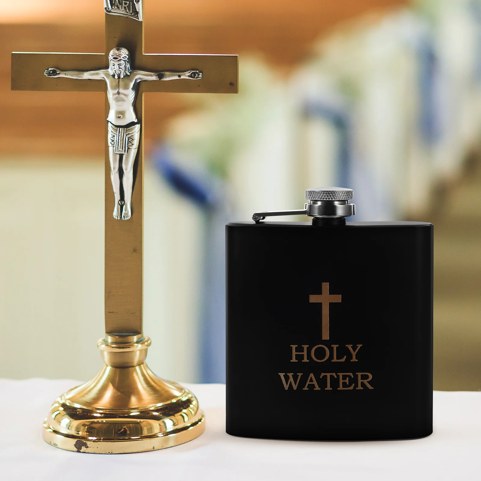 Baptismal Bottle Metal Flask Stainless Steel Gift Pocket Alcohol Hip Whiskey