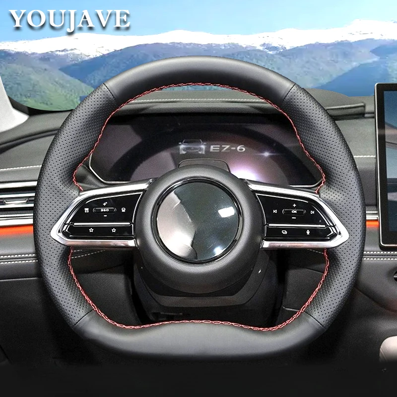 

Ручное шитье, автомобильный руль для Mazda EZ6 EZ-6 2024 2025 2026, замшевая коровья кожа, нескользящая внутренняя часть, аксессуары для декора своими руками