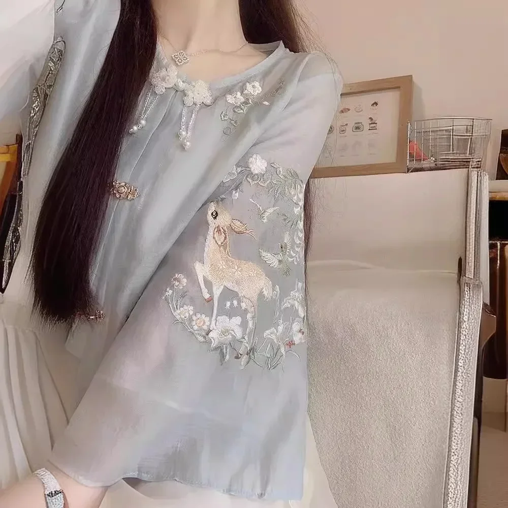 Plus Size New Chinese Style Adult Hanfu Suit Women's Summer 2024 New Tang Costume Improved Hanfu Set Clothing