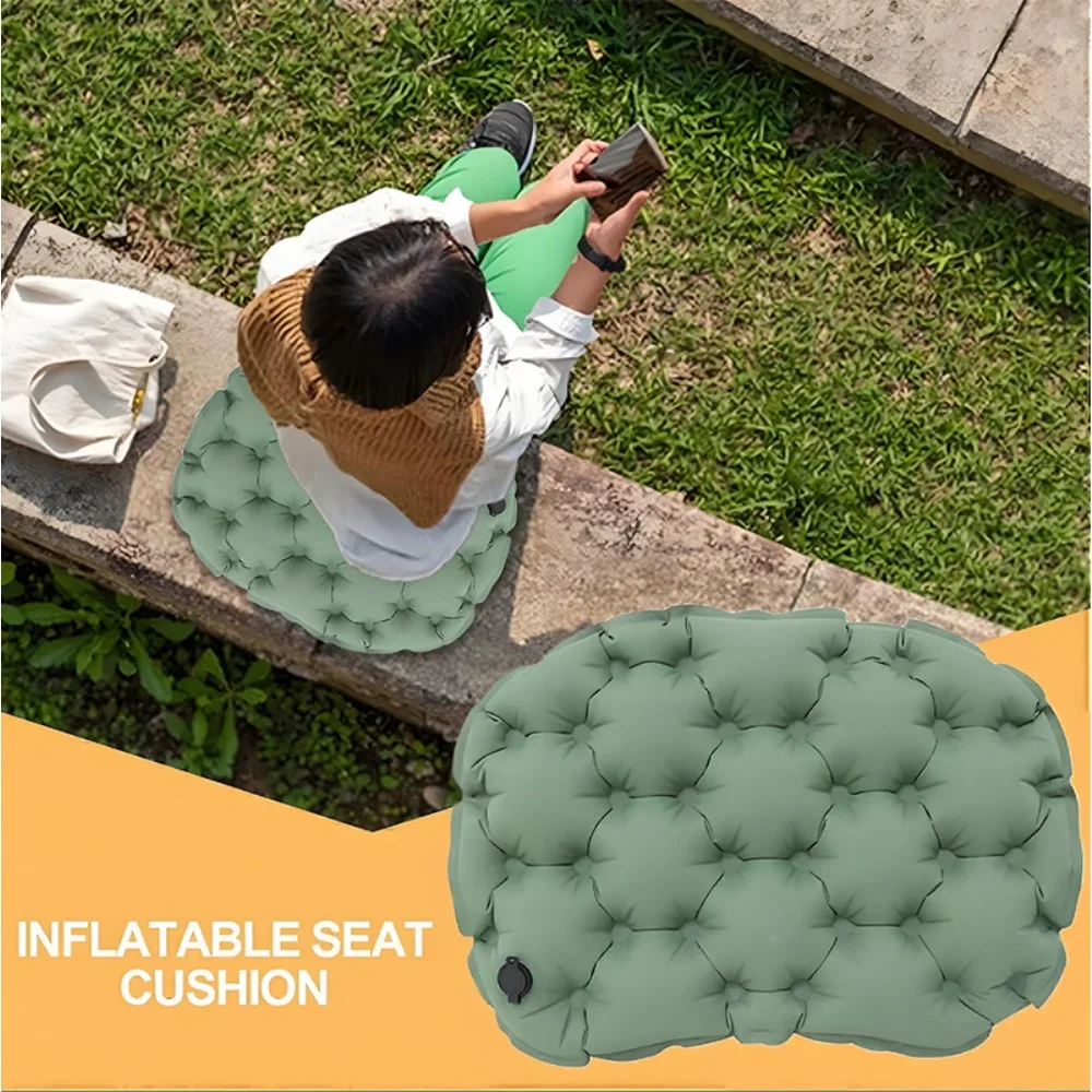 Outdoor Inflatable Moisture Proof Seat Cushion,Portable Foldable Single Camping Butt Pad,Office Chair Seat Mat for Hiking Picnic