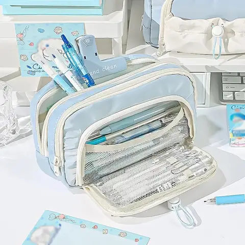 당김 끈 잠금 장치와 대용량이 있는 귀여운 연필 가방 학교 용품 조직에 적합 Kawaii Pencil Case