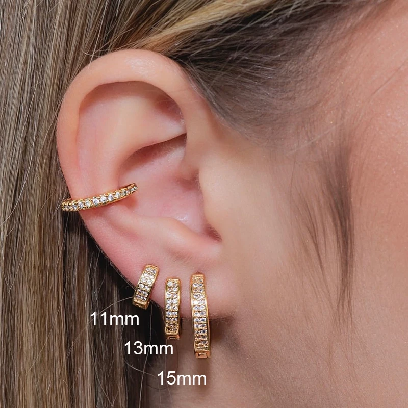 CRMYA-pendientes de aro de circonia cúbica para mujer y niña, aretes de oro y plata de 16mm, 14mm y 12mm, joyería al por mayor