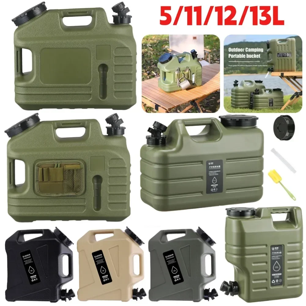 5/11/12/13L Outdoor Water Bucket Large-Capacity Portable Camping Jugs with Faucet for Picnic Hiking Driving Water Tank Container
