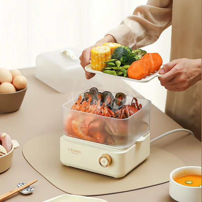 Electric Egg Cooker Double Layer Egg Boiler Breakfast Machine Automatic Steamer Egg Custard Steaming Cooker Food Warmer 200W