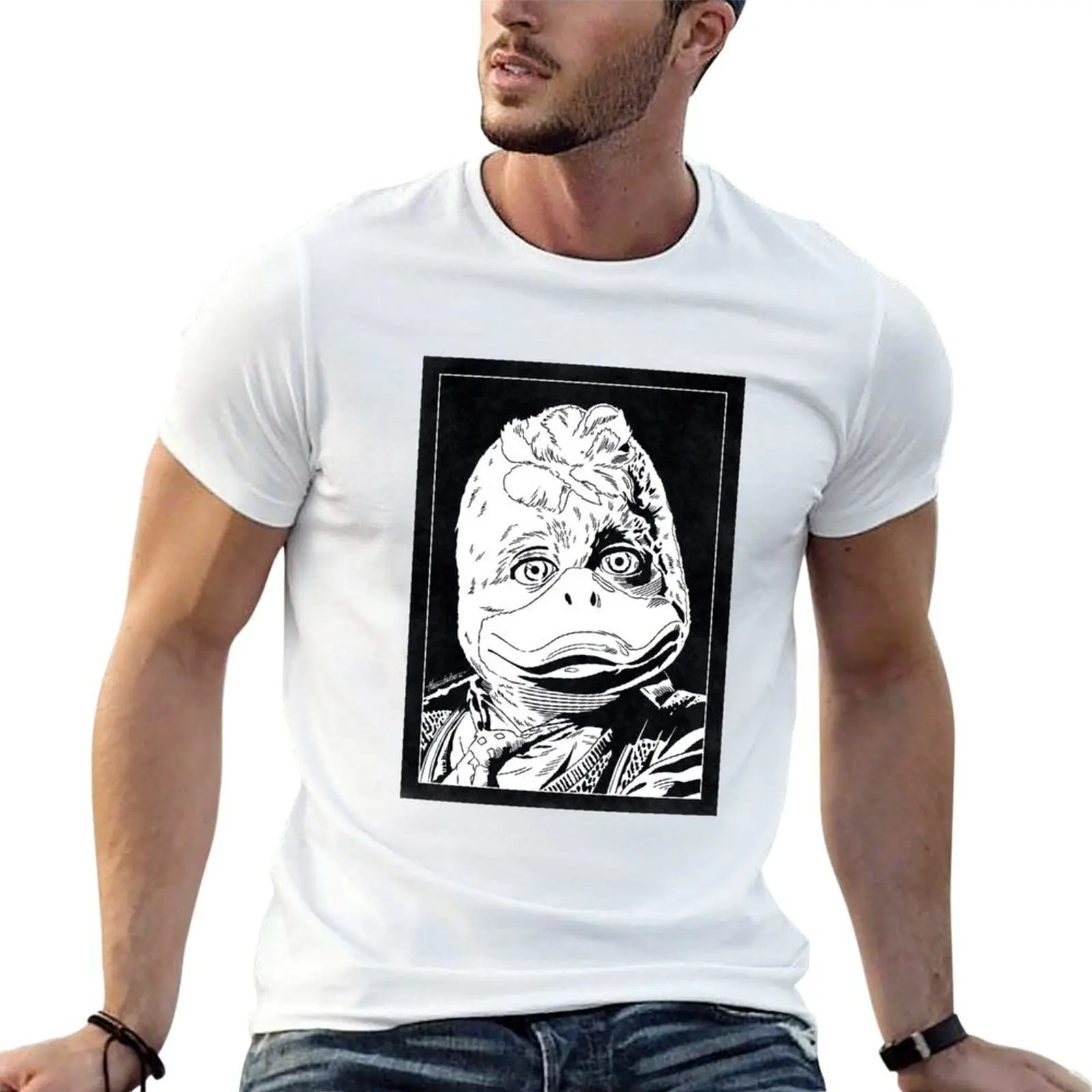 

HOWARD THE DUCK (Black and White) T-Shirt cotton t shirts high quality t shirts for man pack white T-Shirt