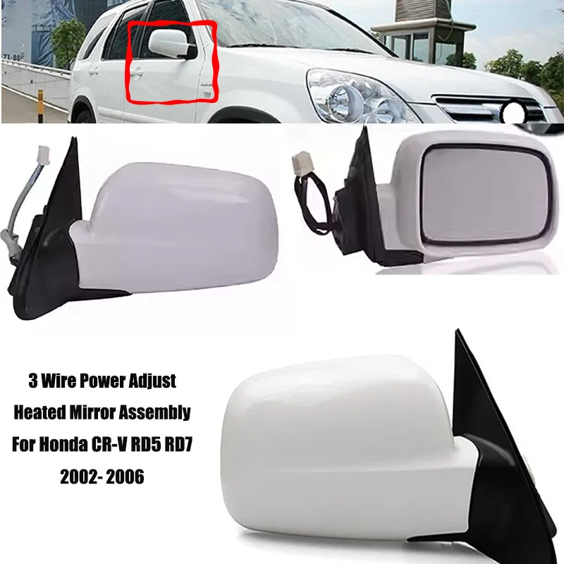 Rearview Mirror 3 Wire Power Adjust Heated Mirror Assembly For Honda CR-V RD5 RD7 2002- 2006 Driver Side Rear View Mirror