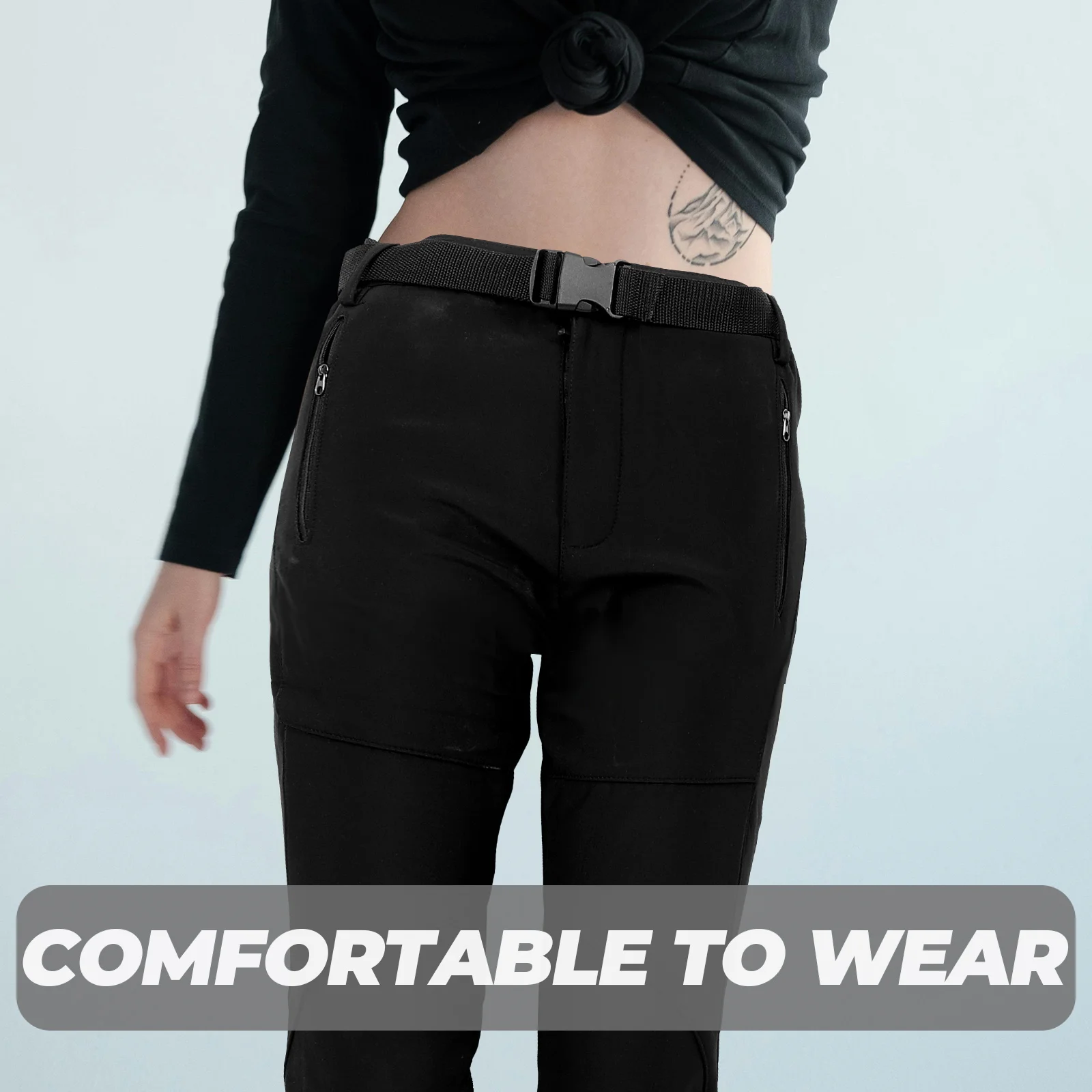 

Women Thick Warm Fleece Softshell Pants Fishing Camping Hiking Skiing Pants Waterproof Windproof Pants Size S (Black)