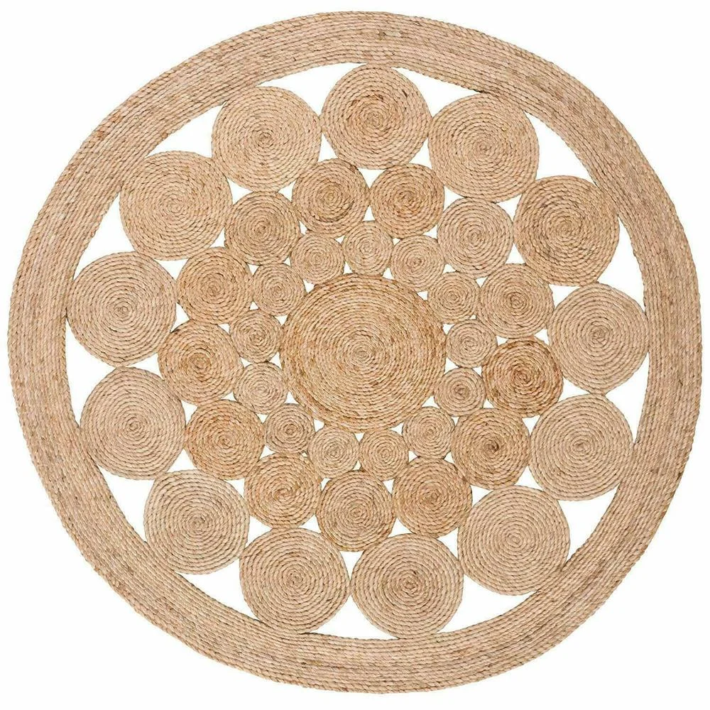 

Carpet 100% Natural Jute Carpet Floor Mat Fiber 7x7 Feet Boho Double Sided Area Rug Round