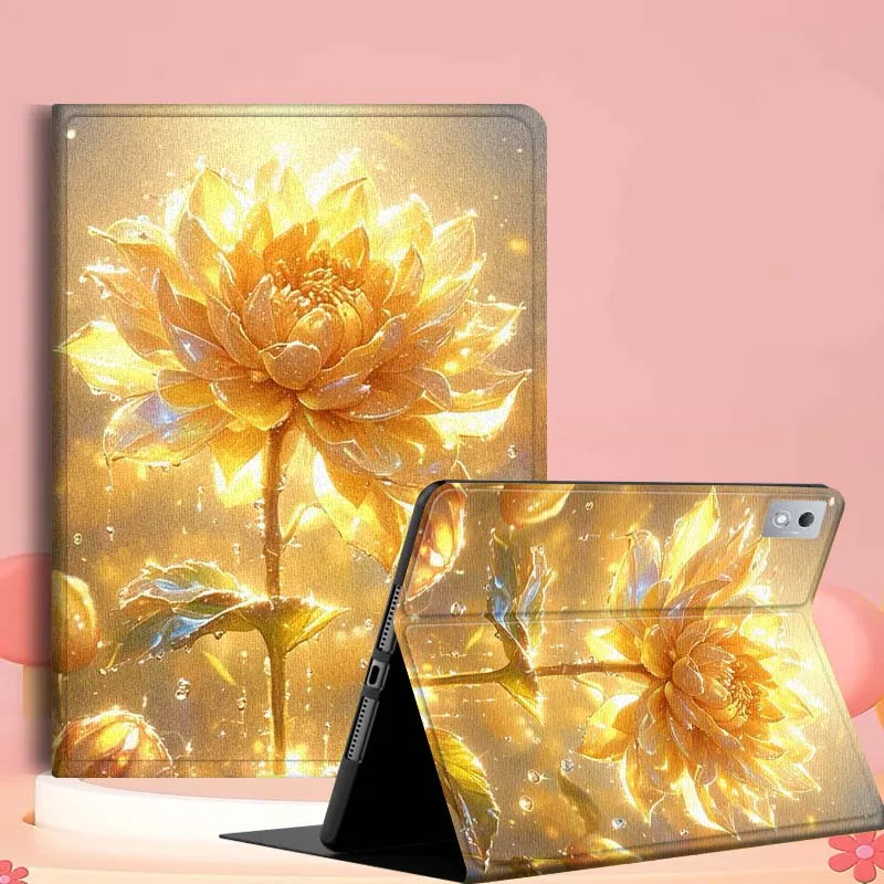 

Golden Flower Pattern For Lenovo Tab Xiaoxin Pad 700 Y900 Gen4 K10 P11 GT K11 3rd P11 P12 Plus Pro Gen Tablet Case