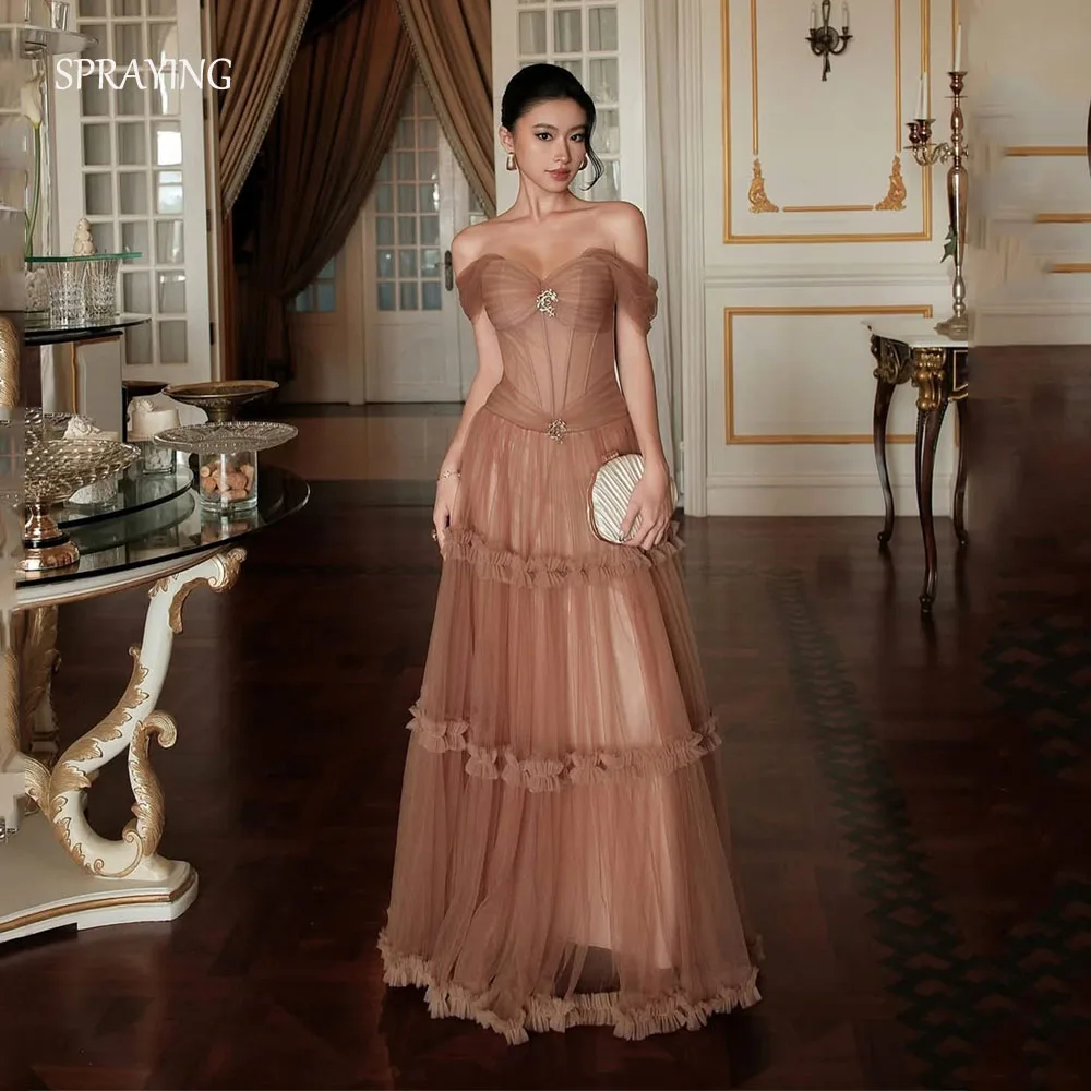 우아한 튤 이브닝 드레스 아라비아 스위트하트 오프숄더 이벤트 파티 드레스 A라인 롱 포멀 이벤트 드레스 맞춤 제작