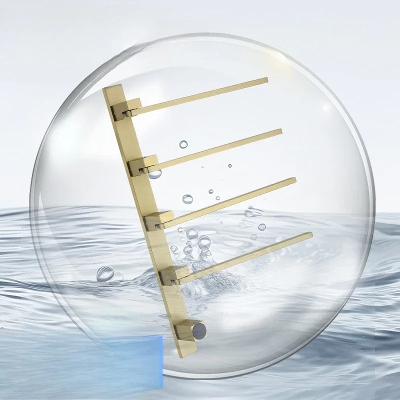 

mounted square brushed gold electric towel rack carbon fiber heating drying sterilization rotatable towel bar digital display