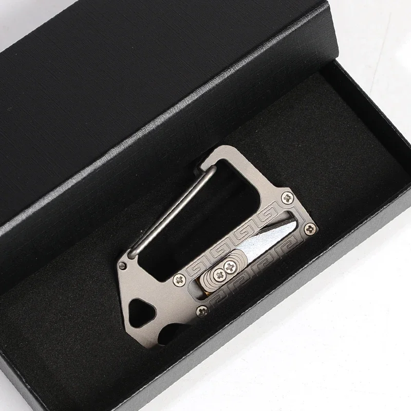 Titanium alloy multifunctional buckle knife for easy carrying outdoor tools EDC unboxing knife comes with 10 blades as a gift