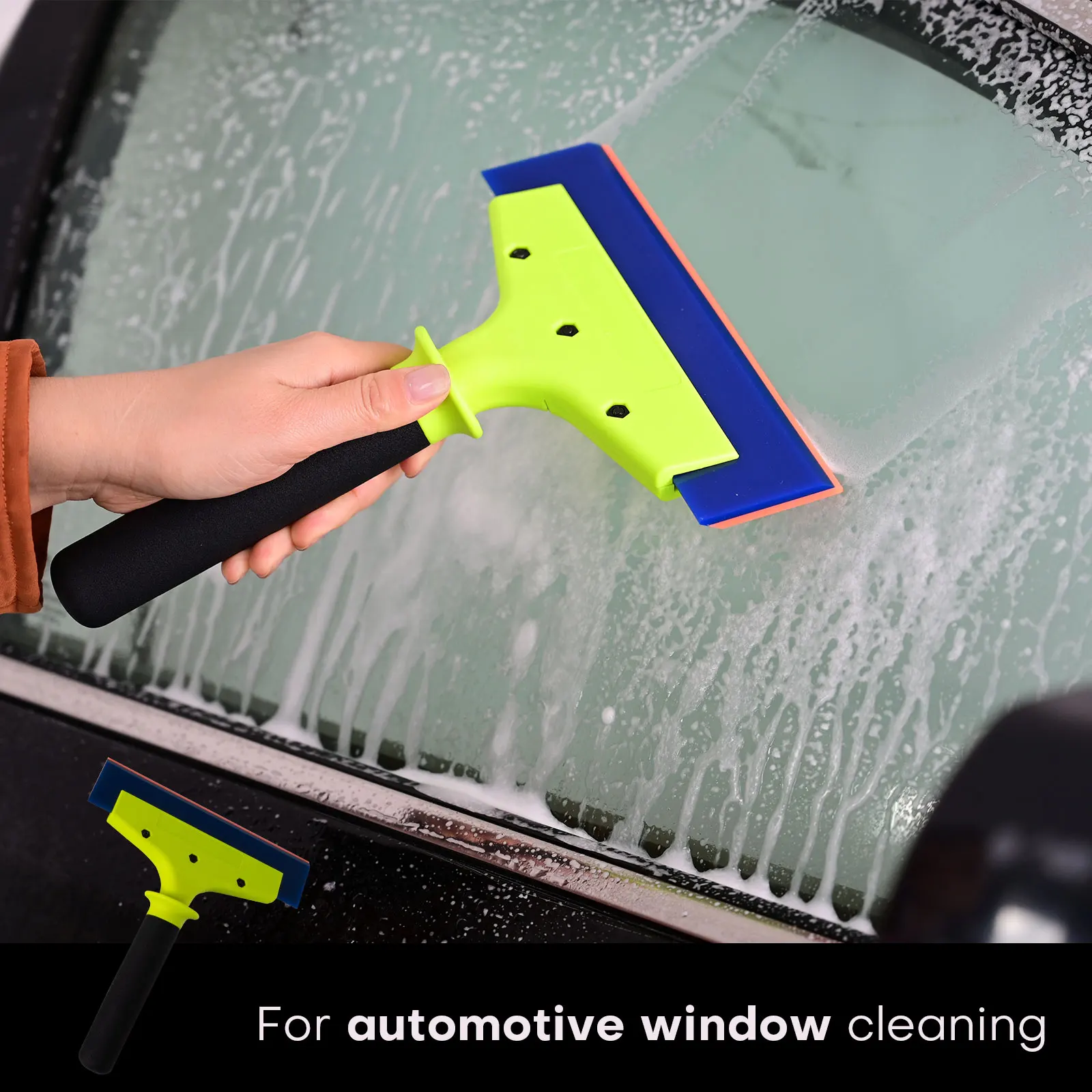 FOSHIO Nylon Handle Clean Squeegee For Car Windshield Water Removal Home Kitchen Glass Window Tint Soft Rubber Blade Ice Scraper
