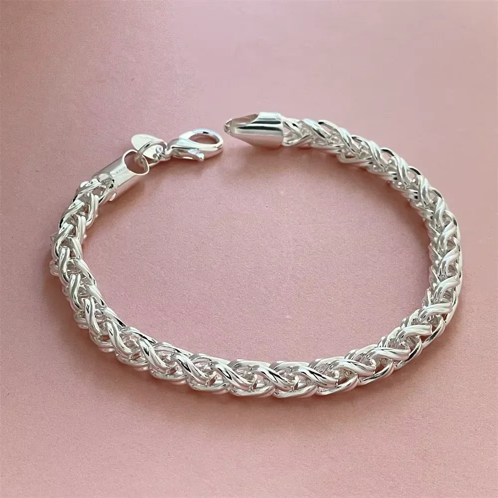925 Sterling Silver Bracelet Trendy Women'S And Men'S Cuban Bracelet Couple Simple Luxury Banquet Wedding Birthday Jewelry Gift