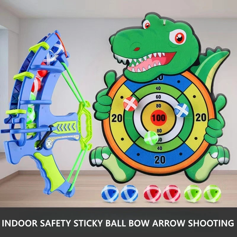 Dinosaur Elephant Sticky Ball Bow Target Dartboard Toy Set Indoor Darts Throwing Disc Outdoor Sports Kids Educational Game Toys