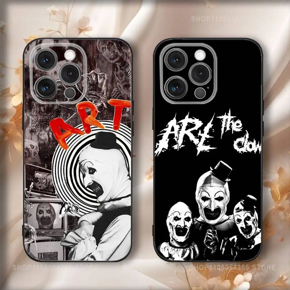 

Art Clown T-Terrifiers Phone Case For iPhone16,15,14,13,12,11,Pro,Max,Plus,X,XS,SE4,E,Mini,Soft Black Case