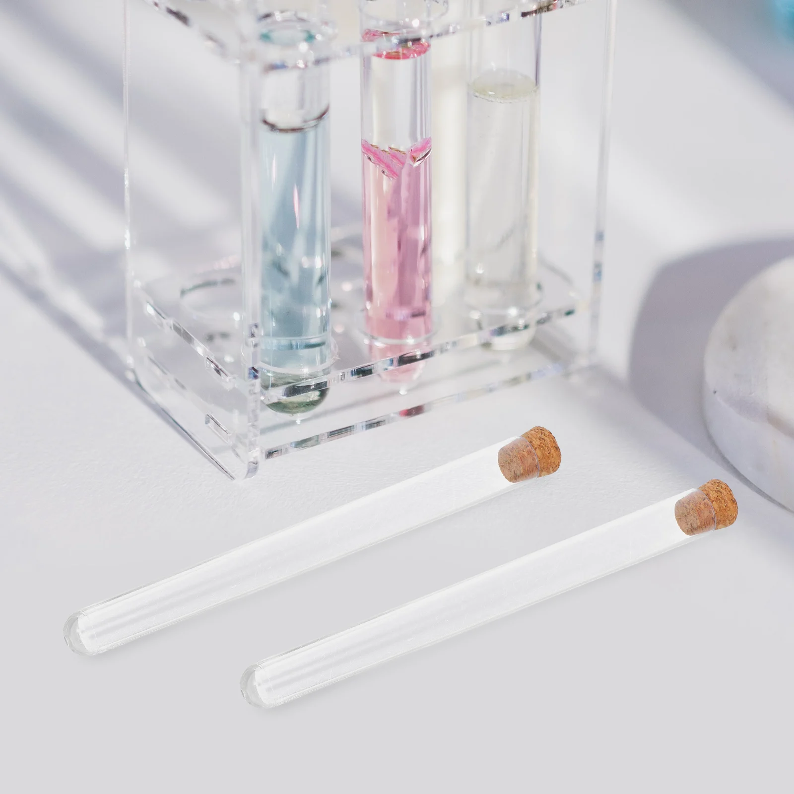 

50 Pcs Science Bottled Test Tube Plants Clear Tubes with Caps Child Storage Lid