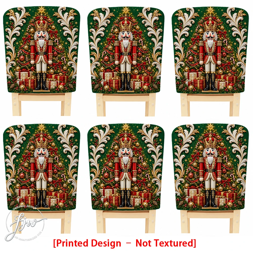 6/4/2pc Christmas Nutcracker Dining Chair Back Covers, Festive Holiday Decor Seat Protectors for Winter Christmas Party