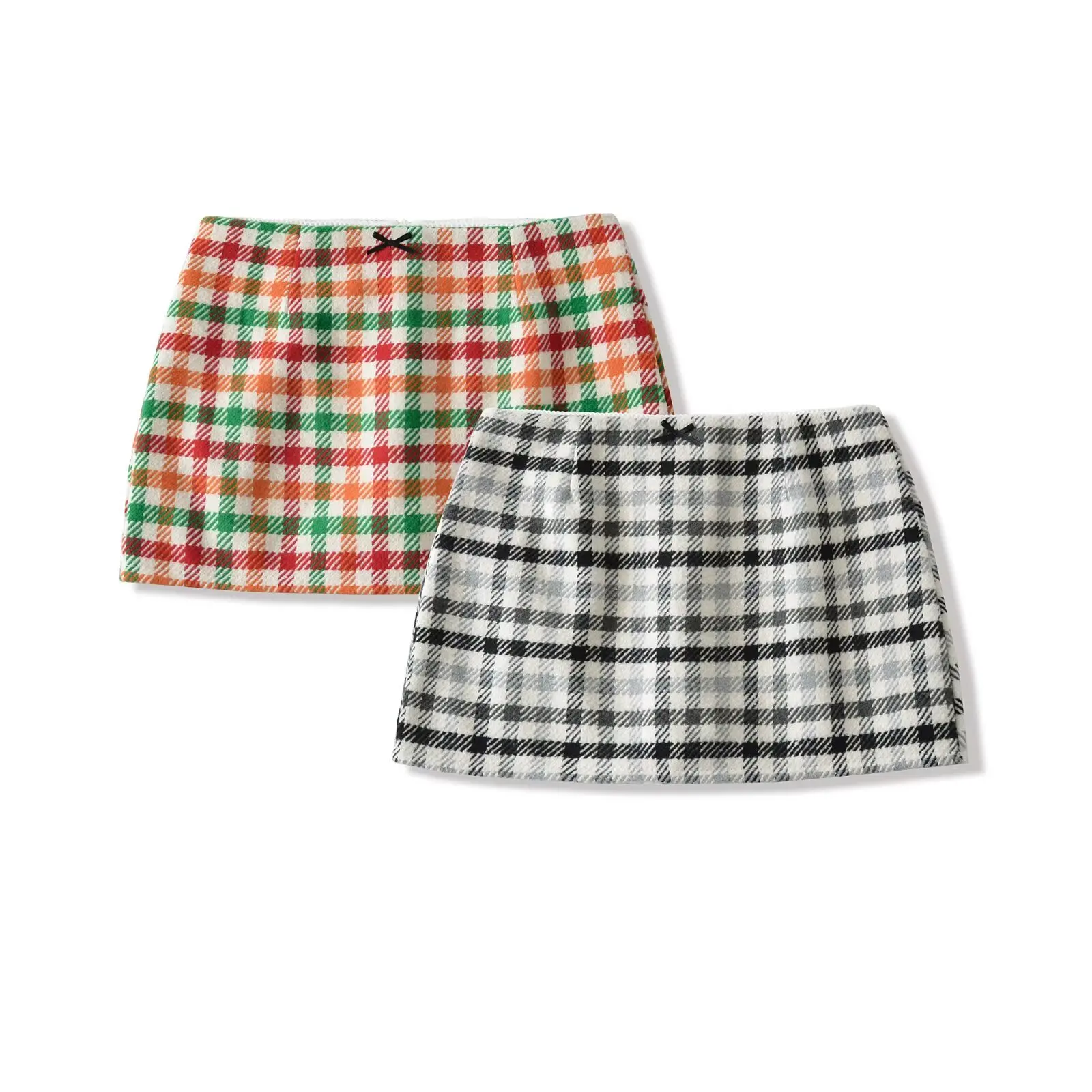 Spódnica mini w kratę z tweedu, z wysokim stanem, zapinana na zamek z tyłu, podkreślająca biodra, z podszewką, idealna na imprezę, jesień, 2 kolory.