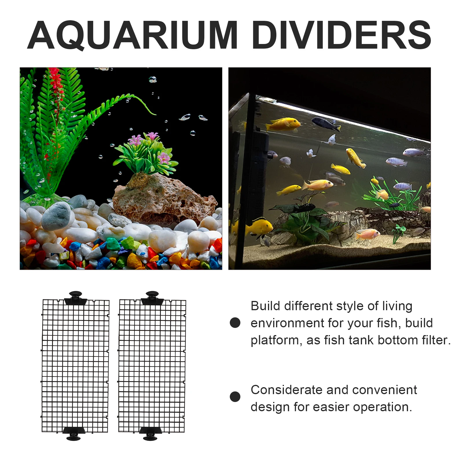 

1 set 30x15cm Fish Tank Isolation Board PVC Aquarium Divider Cups Breeding Separating Aggressive Fish Black Color Pet