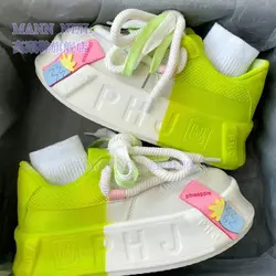 Gradient Color Bread Casual Sneakers Women's 2023 Summer New Big Head Platform Sneakers