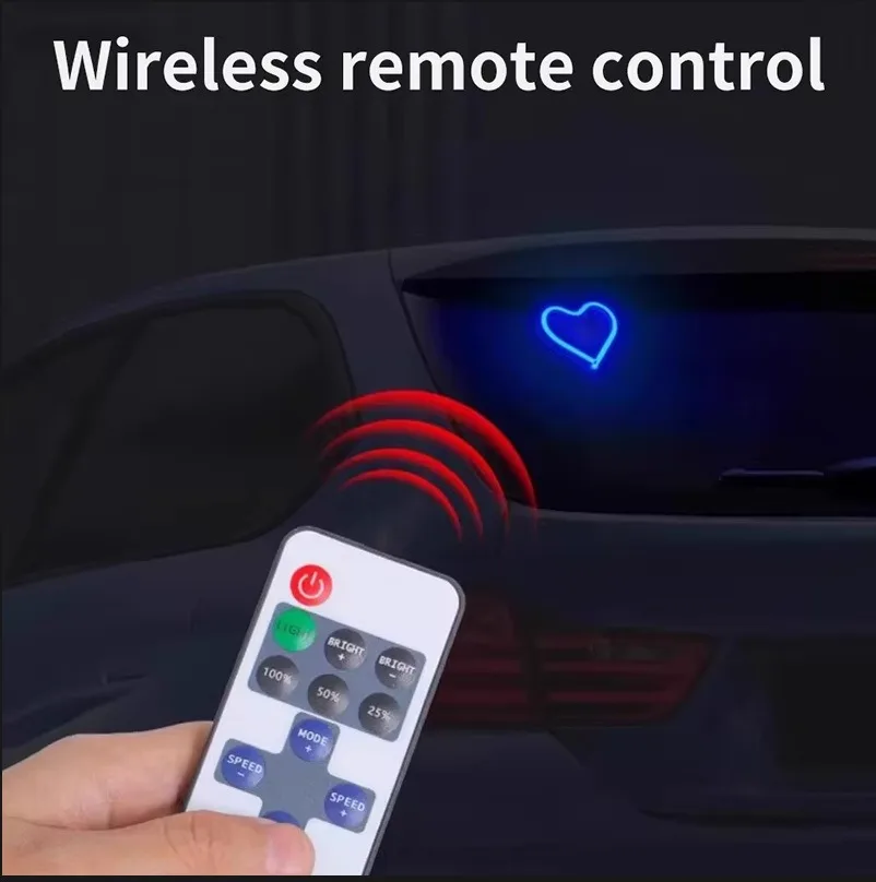Car Triangle Rear Window Love Light LED Neon Light Illuminated Heart-Shaped Interior Auto Accessories USB Wiring Ambient Light