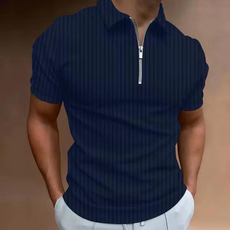 Men's Golf Shirt Quarter Zipper Polo Casual Holiday Lapel Short Sleeve T Shirt Fashion Basic Summer Regular Fit Polo Shirt image 4