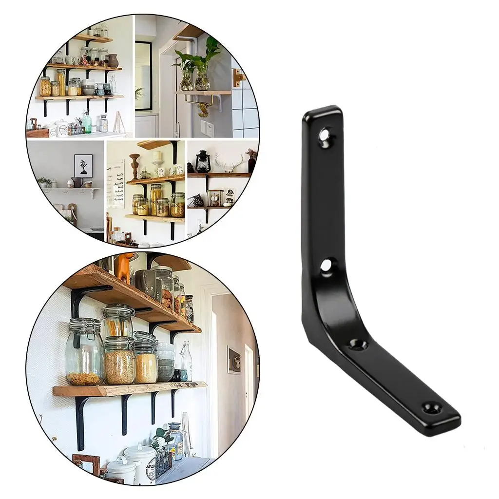 2-4pack Heavy Duty Shelf Bracket Wall Hanging Shelve L Shaped Brackets Black