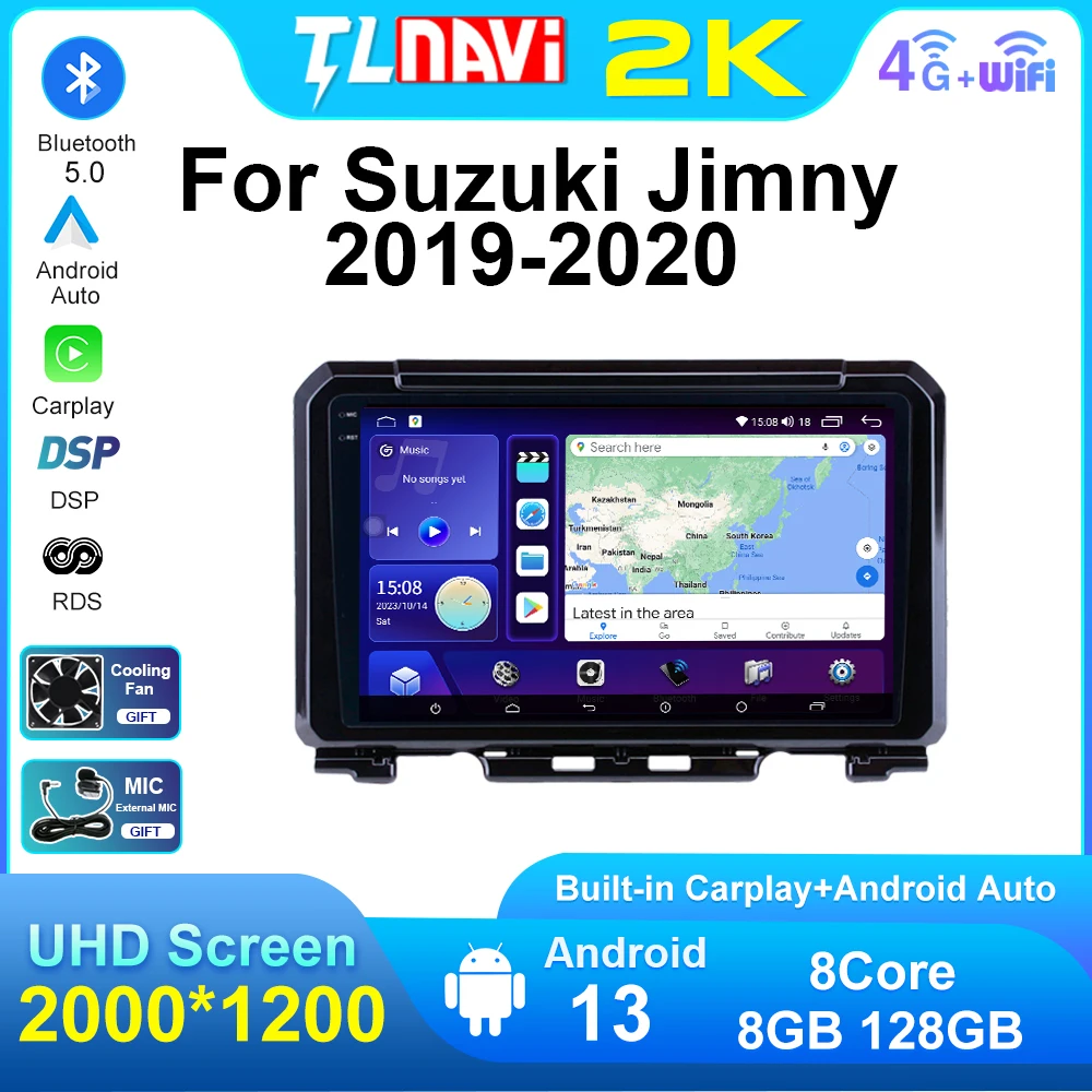 For Suzuki Jimny 2019 2020 2021 2022 Carplay GPS Navigation Multimedia Player 8+128G 2000*1200 Screen Android Auto Car Radio