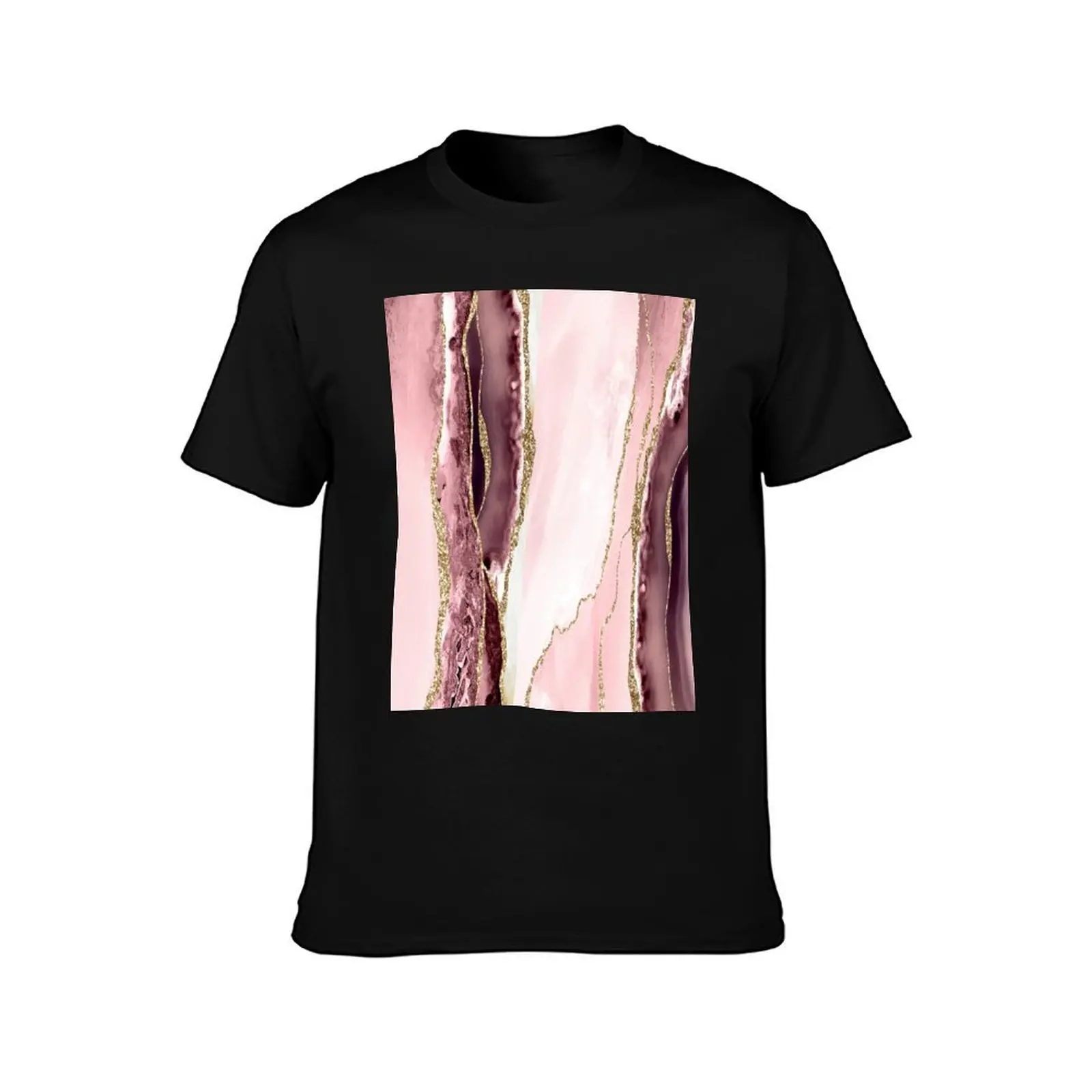 Blush Pink and Gold Agate Geode T-Shirt man graphic t shirt T-Shirt