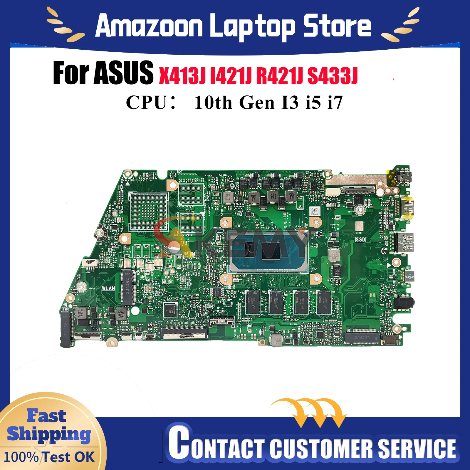 

X421JA Laptop Motherboard For ASUS X421JQ V4050J X421JAY X421J X421JP X413J S433J I421J R421J X421JF Mainboard 10th Gen I3 i5 i7