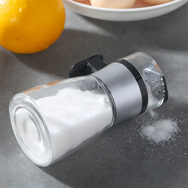 Glass Salt Bottle Seasoning Can Salt Dispenser Shaker Push-type Seasoning Jar Spice And Salt Pepper Bottle