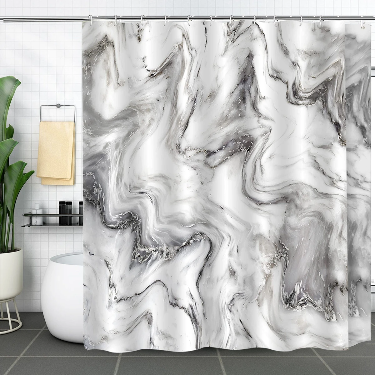 180x180cm Marble Abstract Modern Bathroom Decoration Waterproof Washable Fabric Bathtub Deluxe Standard Shower Curtain