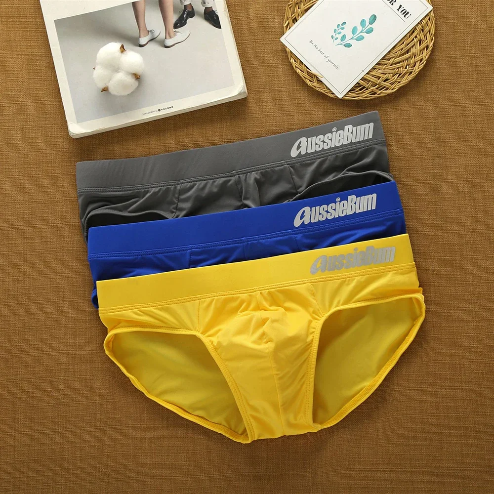 Men's Breathable Silk Underwear, Sexy Fashion Briefs, Comfortable Briefs, Low Waist, Stretch, Three-Dimensional Underpants