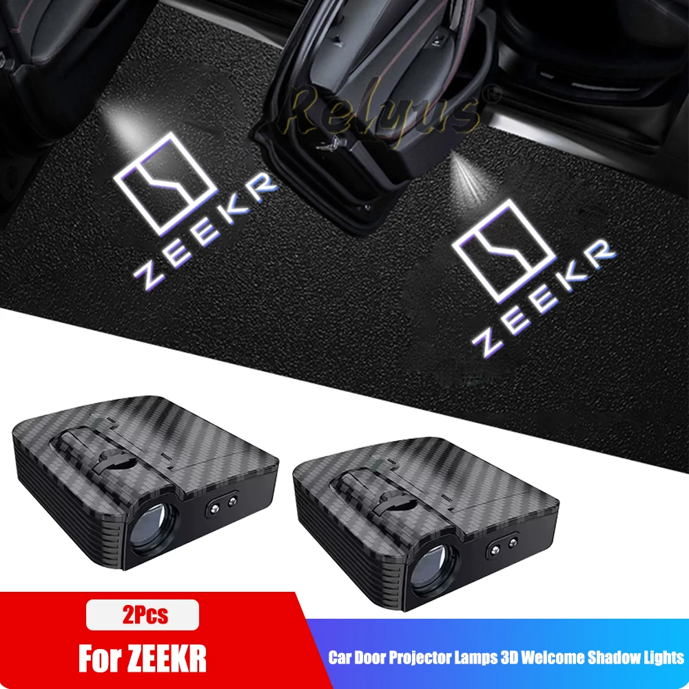 ABS Carbon Fiber LED Car Door Logo Projector Lamps Welcome Light For Zeekr 7x 8x 001 007 009 Zeekr X Auto Interior Accessories