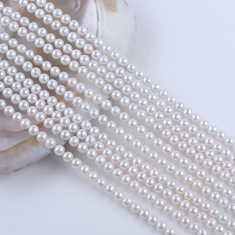 

6-6.5mm International Size White Round Cultured Freshwater Pearl Strands for Jewelry Making