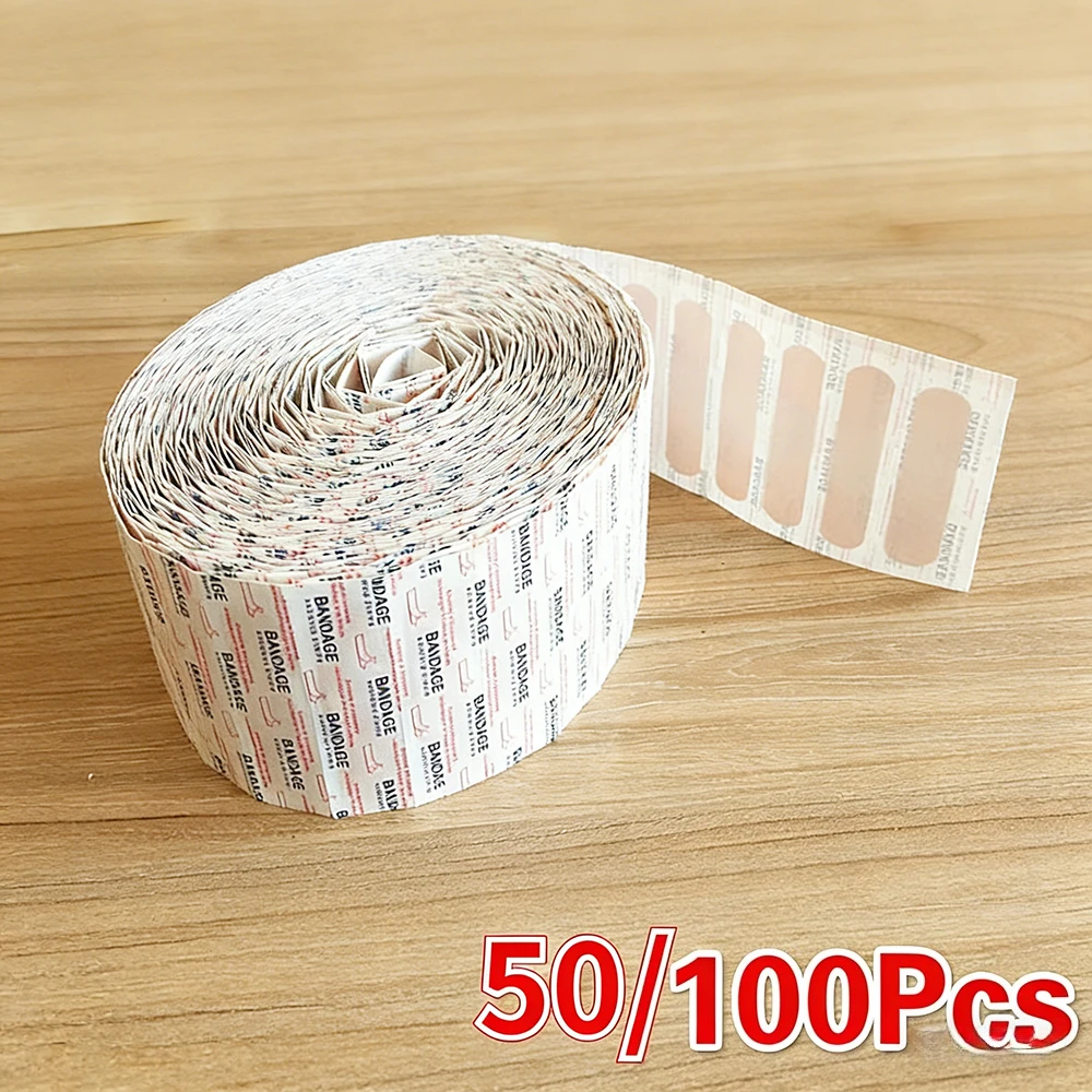 50/100Pcs Waterproof Breathable Cushion Adhesive Plaster Wound Hemostasis Sticker Band First Aid Medical Gauze Bandage band,aids