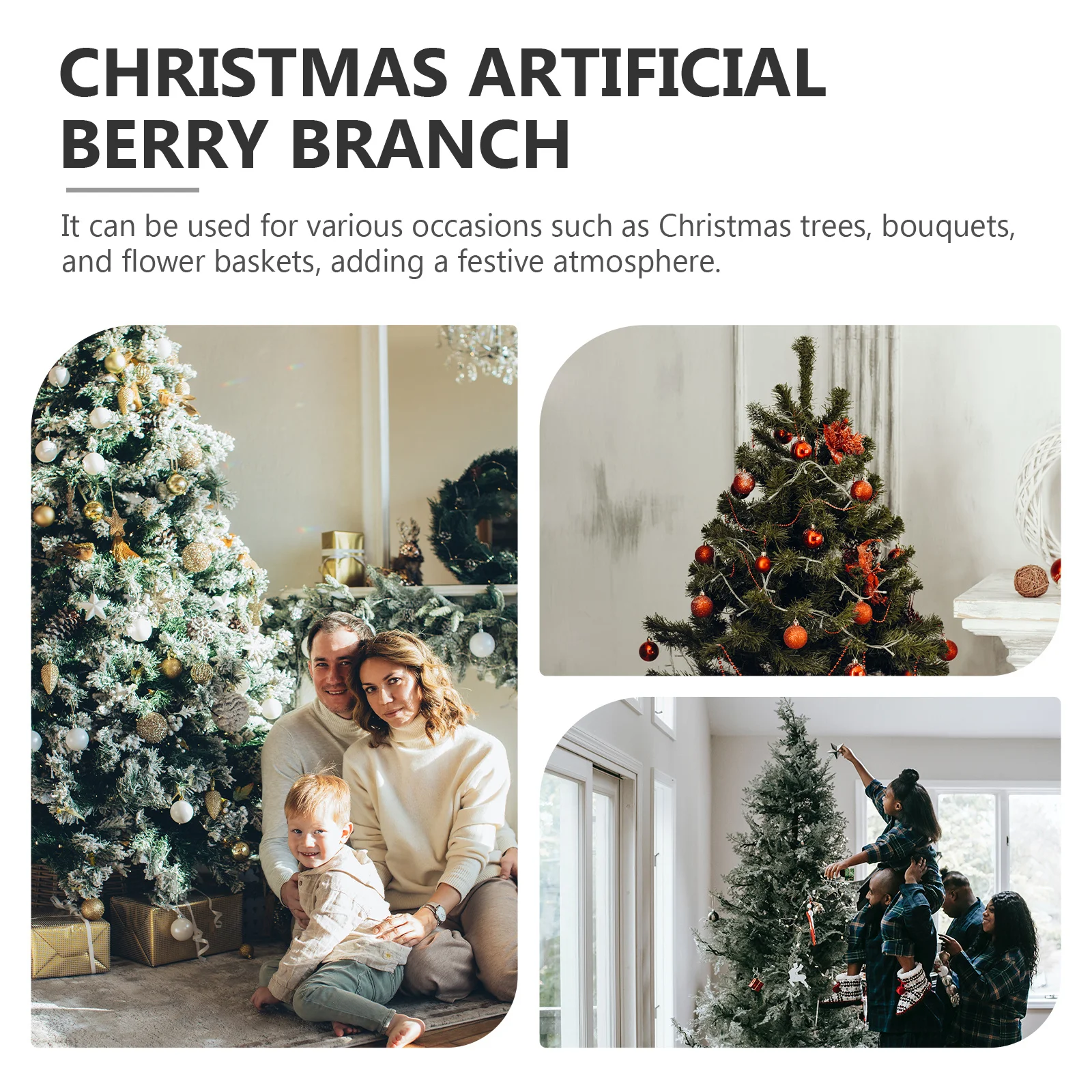 

6Pcs Simulation Berry Branch Christmas Decorations Realistic Artificial Plant for Xmas Tree Wreaths DIY Party Pine Picks